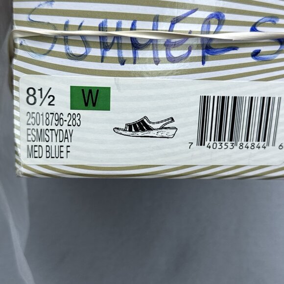 Womens Easy Spirit Sandals Blue Stretchy Sling Back Wedge Misty Day Sz 8.5 Wide - Picture 8 of 9